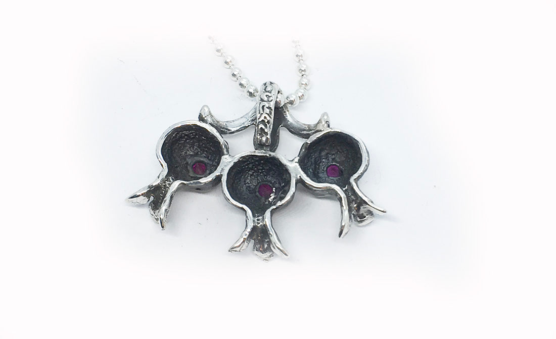 Three Pomegranate Sterling Silver Pendant