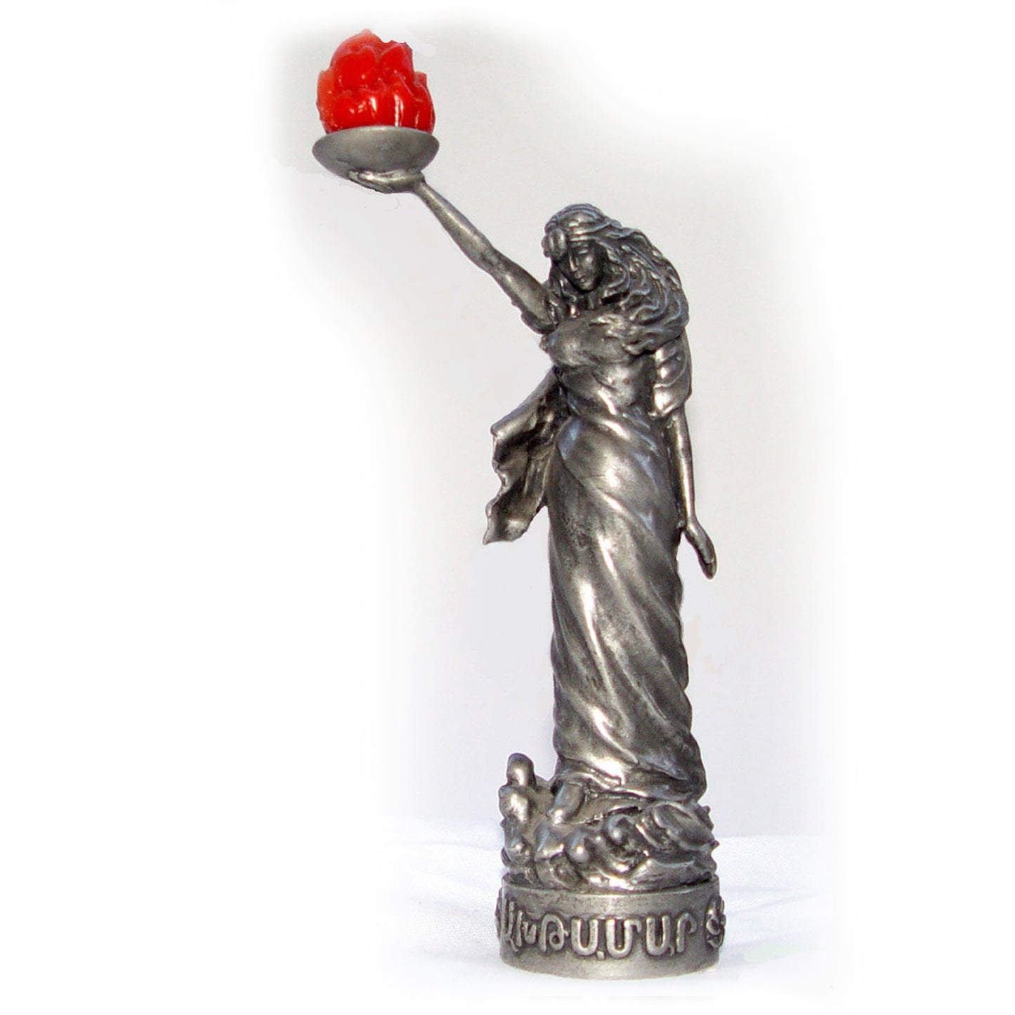 Aghtamar Pewter Souvenir Statue, Antique Finish with Candle