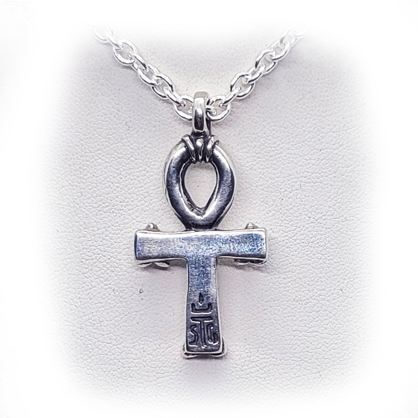 Ankh Egyptian Cross with Celtic Knot and Stones Silver