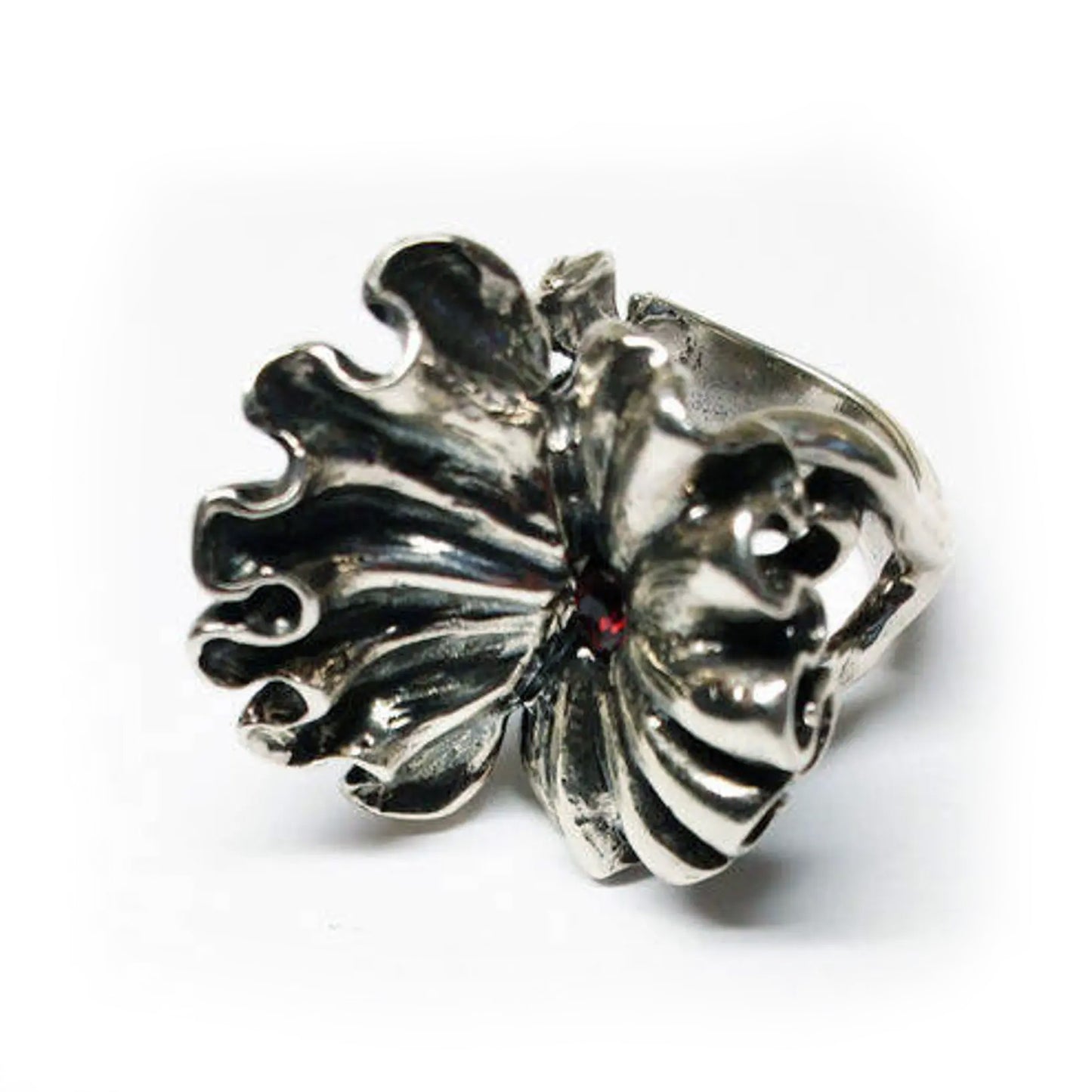 April Birth Flower Sweet Pea Sterling Silver Ring