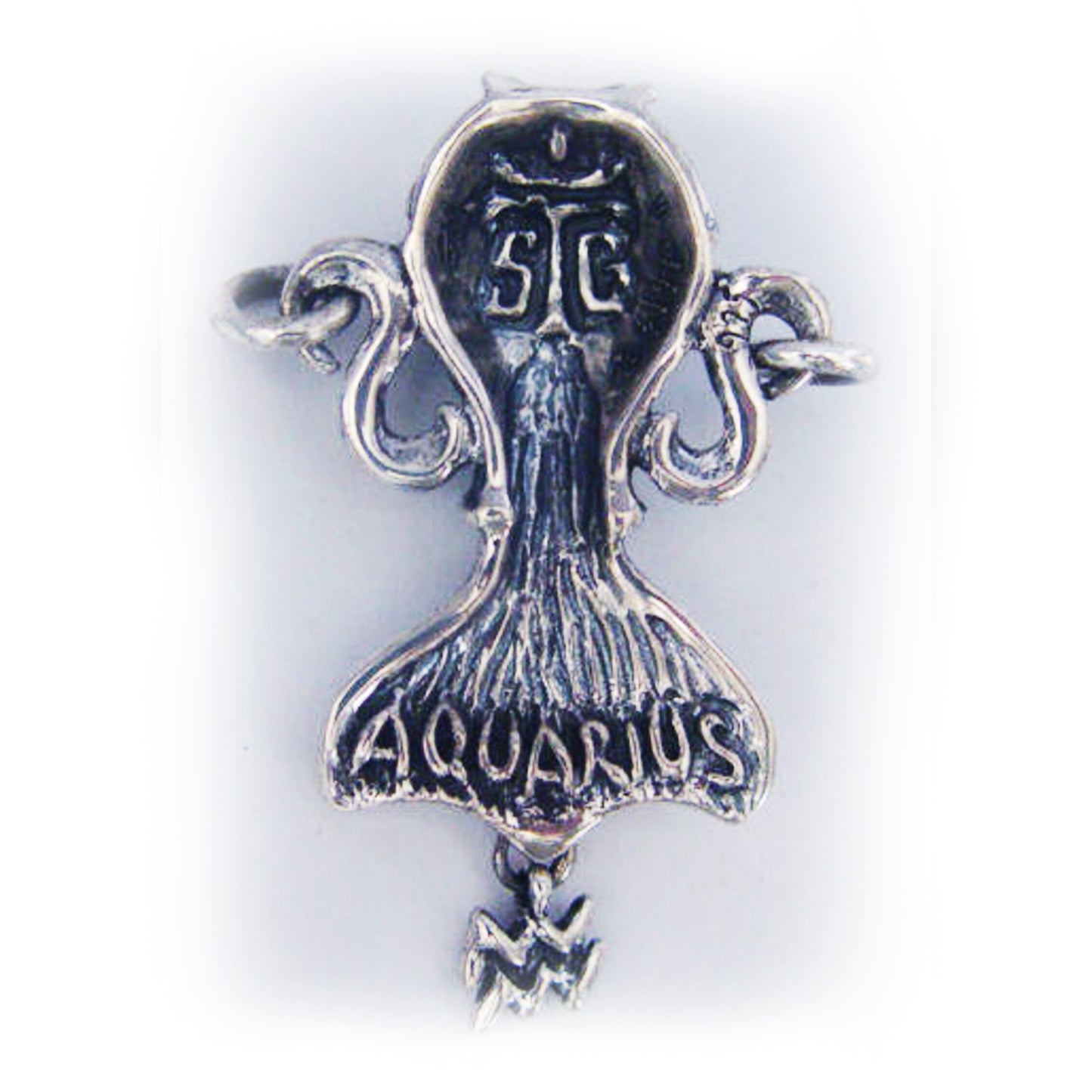 Aquarius "January 20 - February 18" Sterling Silver Pendant or Necklace