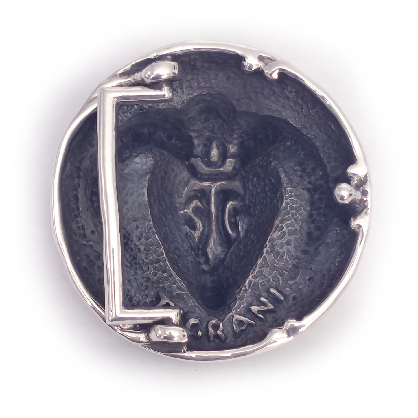 Aries Ram Head Sterling Silver Round Belt Buckle