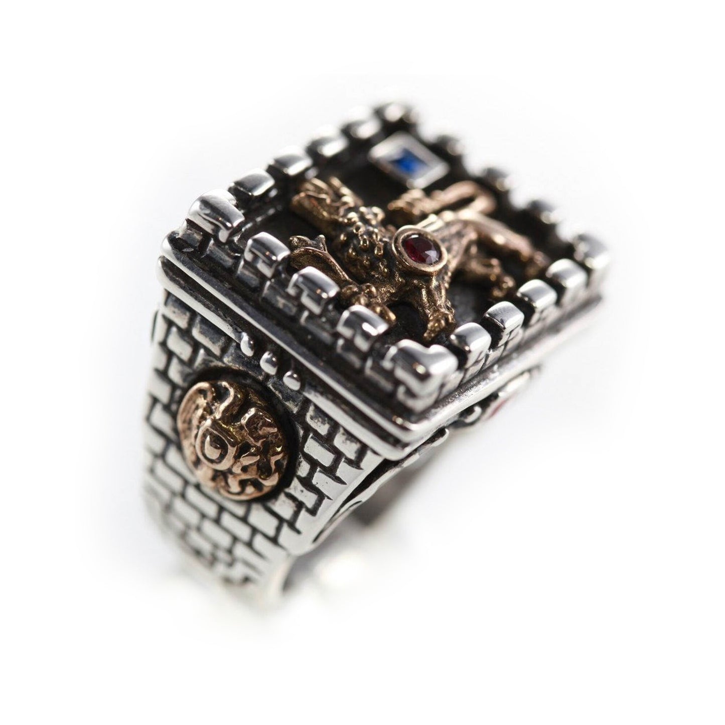 Armenian Kingdom Sterling Silver and Bronze Ring with Ruby and Saphire