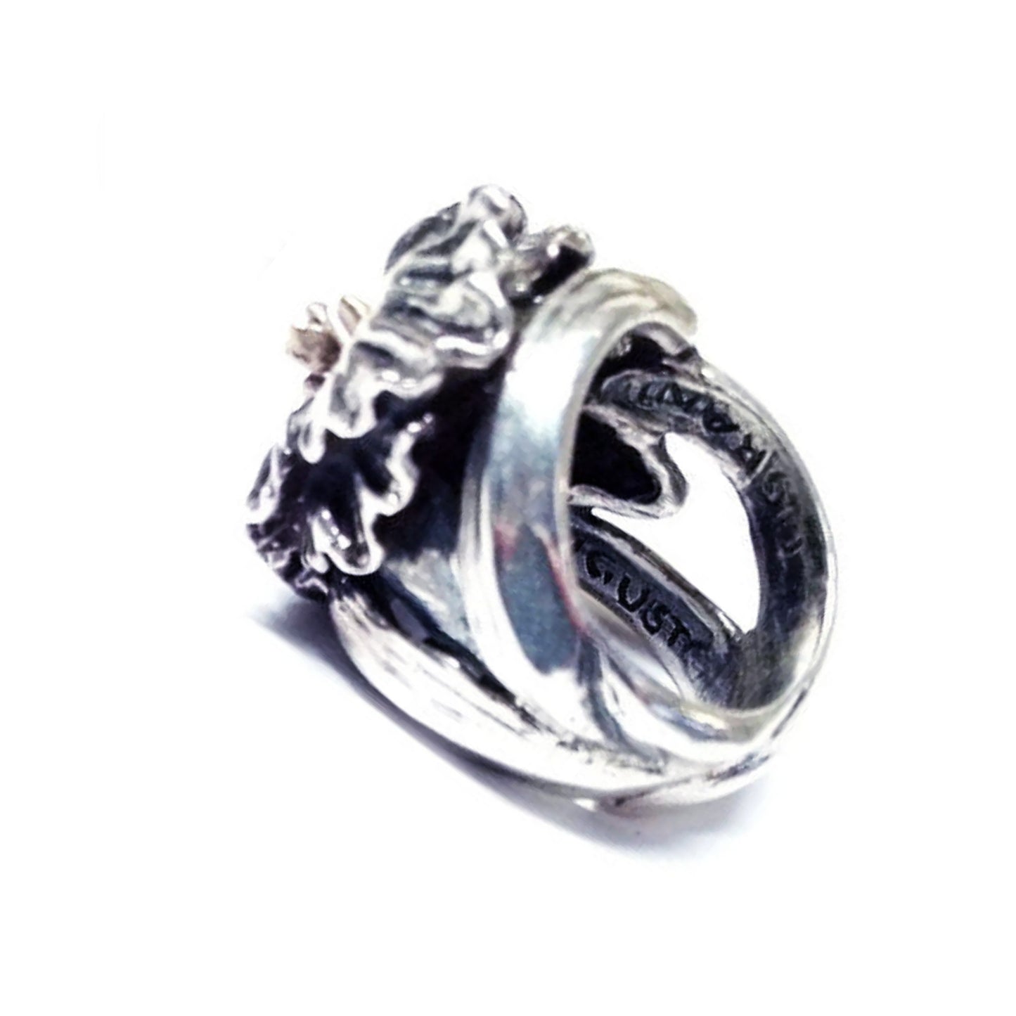August Birth Flower Gladiola Silver Ring