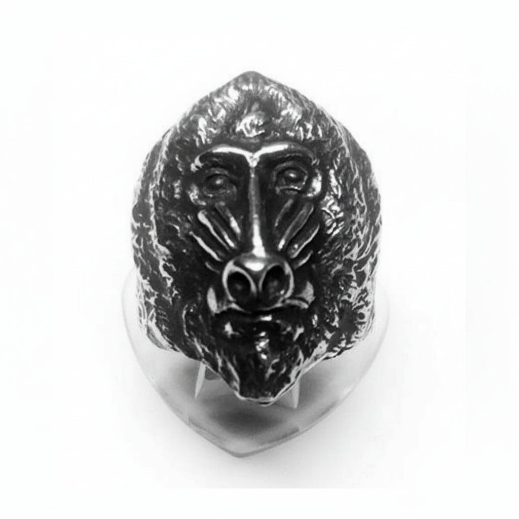Baboon Monkey Zodiac Sign Sterling Silver Ring