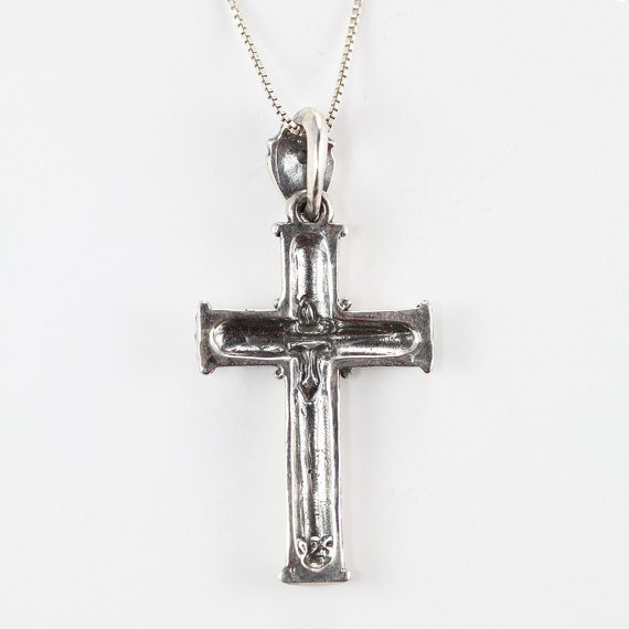 Bolik Cross Sterling Silver Pendant With Ruby Stone