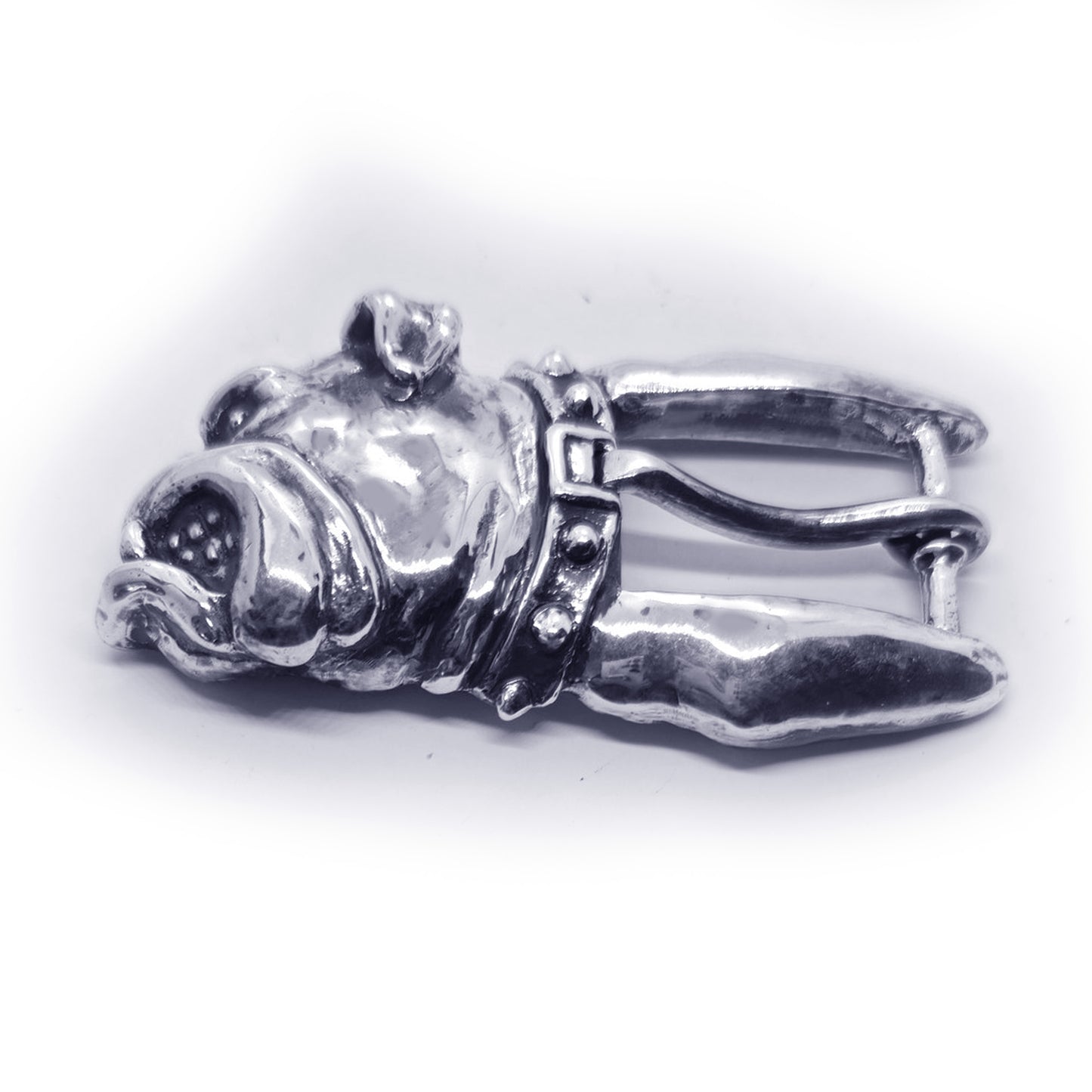 Bulldog Angry Head Sterling Silver Belt Buckle