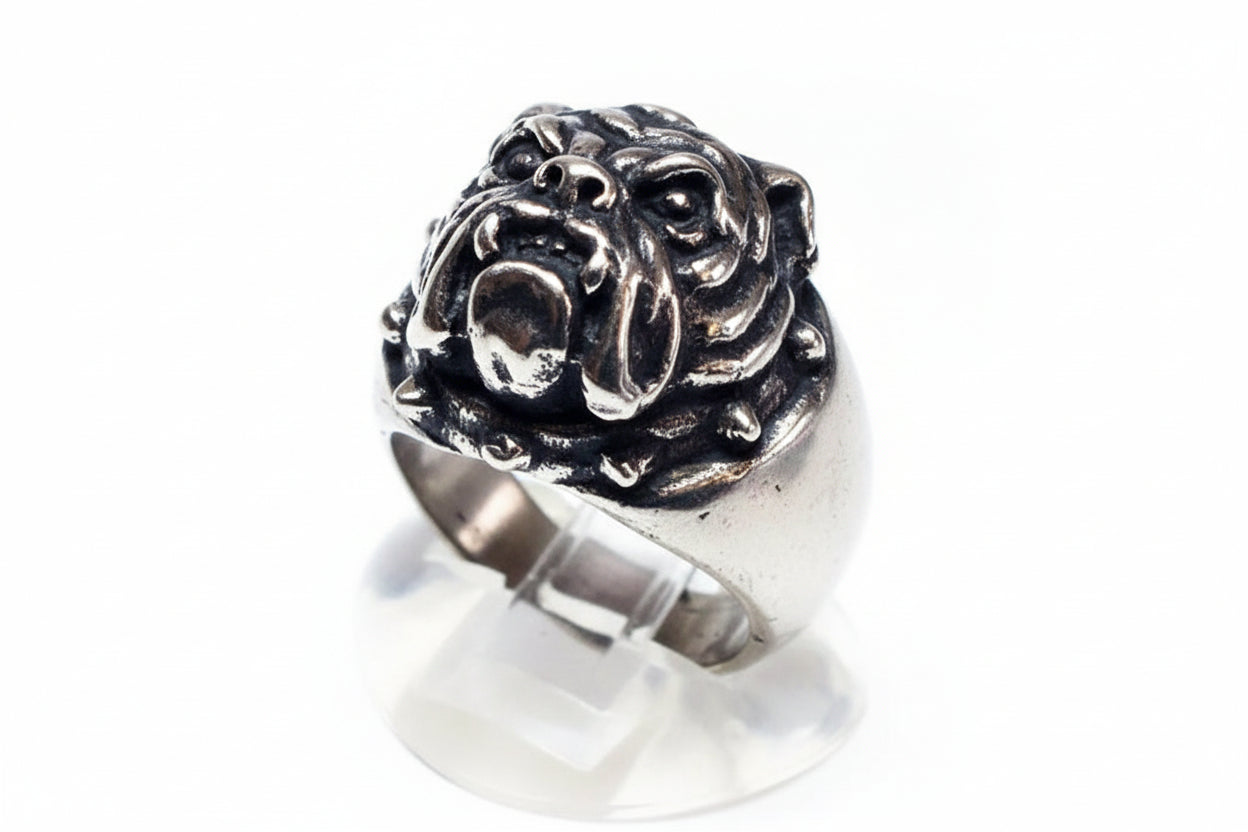 Bulldog Head sterling Silver Ring
