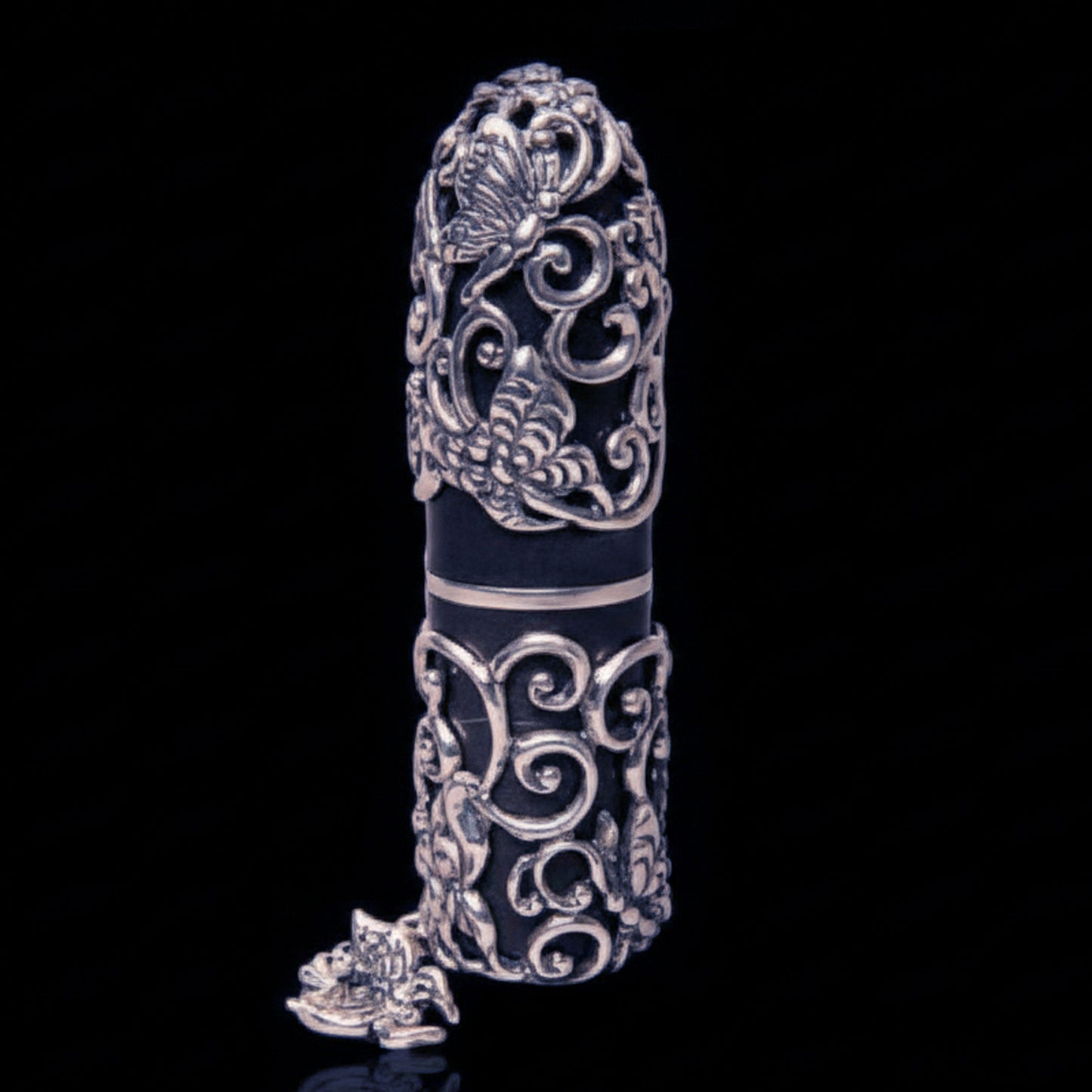 Butterfly Sterling Silver Sleeve Flask for MA C Lipstick