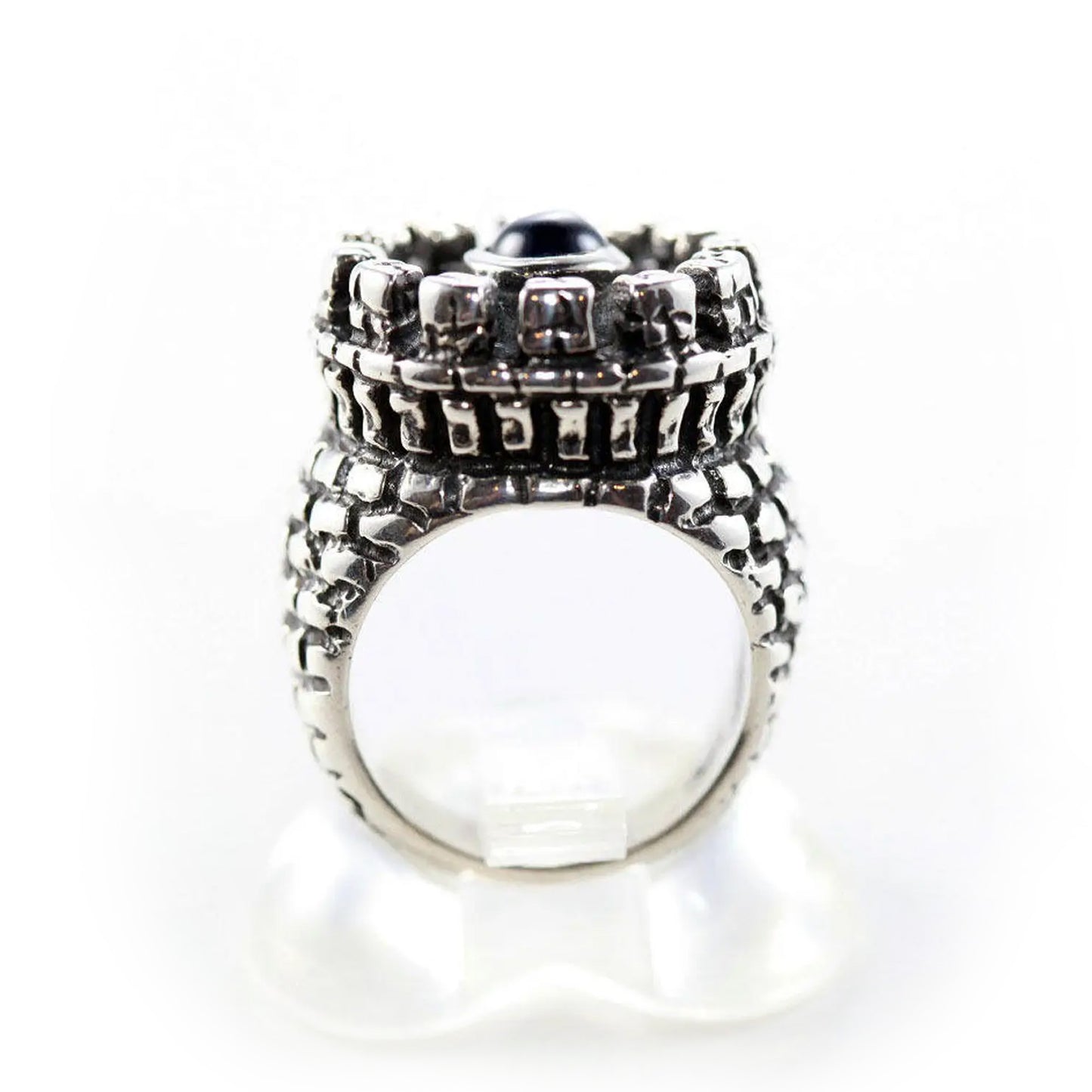 Castle with Blue Stone Sterling Silver Ring