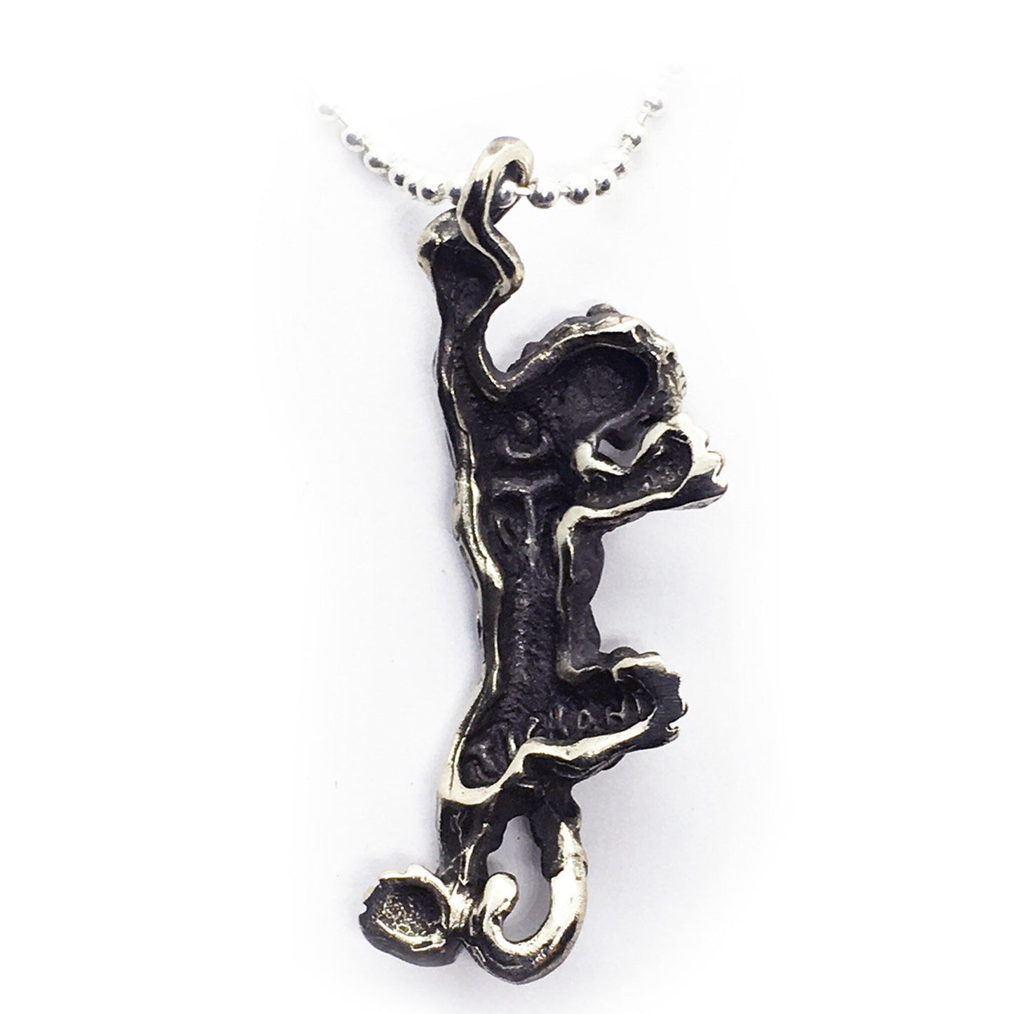 Climbing Jaguar With Designs Sterling Silver Pendant