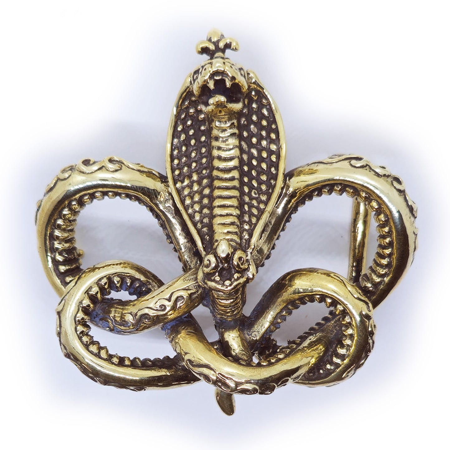 Cobra King Crawling Snake Bronze Belt Buckle