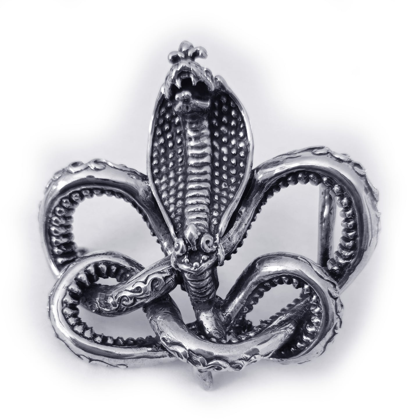 Cobra King Crawling Snake Sterling Silver Belt Buckle
