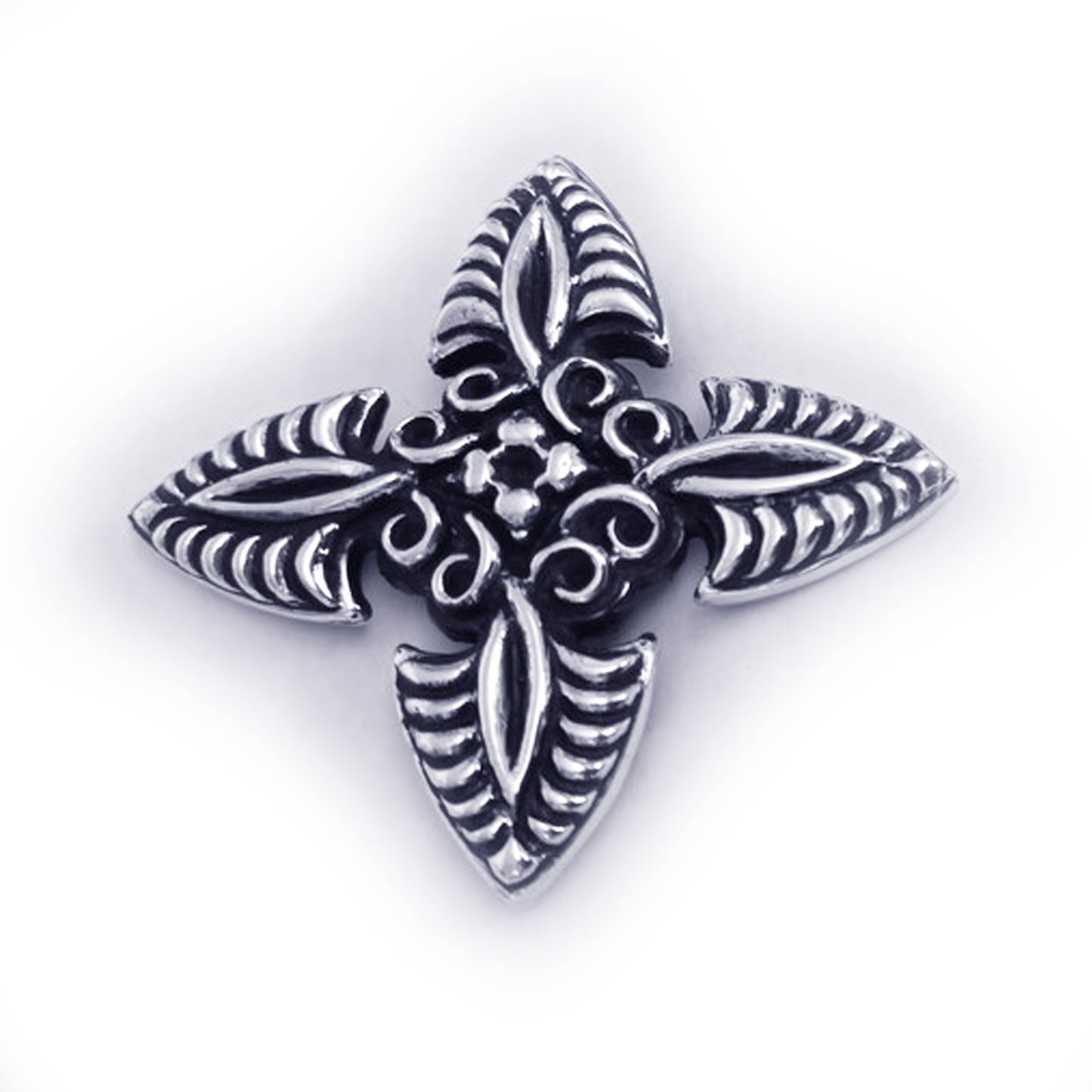 Cross Blossom Sterling Silver Belt Buckle with Stone
