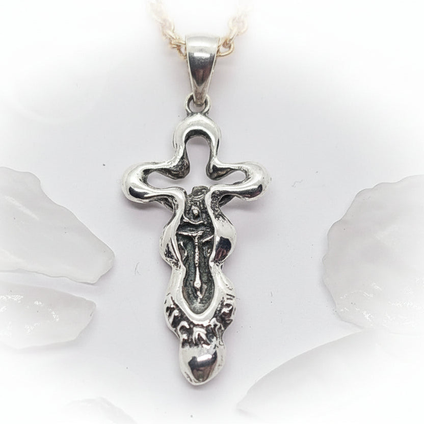 Crossing Jesus Christ in Universe Sterling Silver Pendant