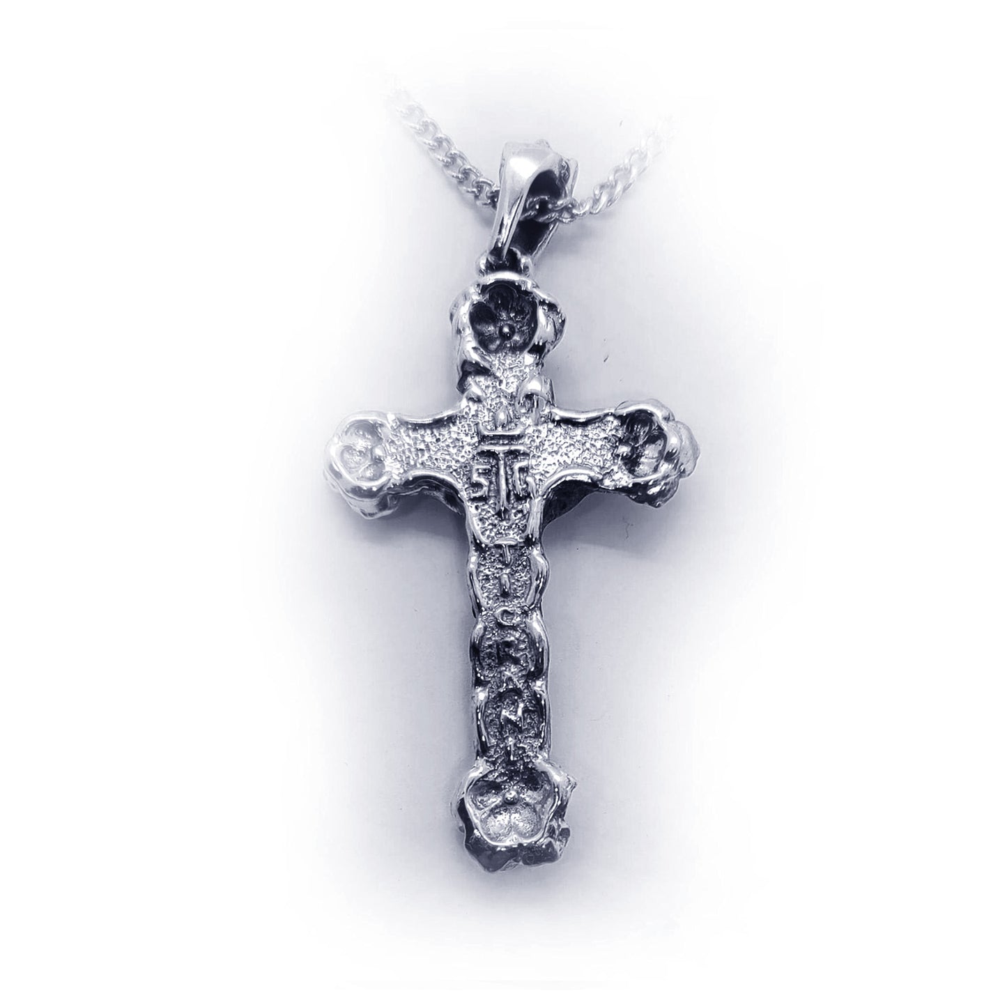 Crossing Jesus Christ with Roses Sterling Silver Pendant