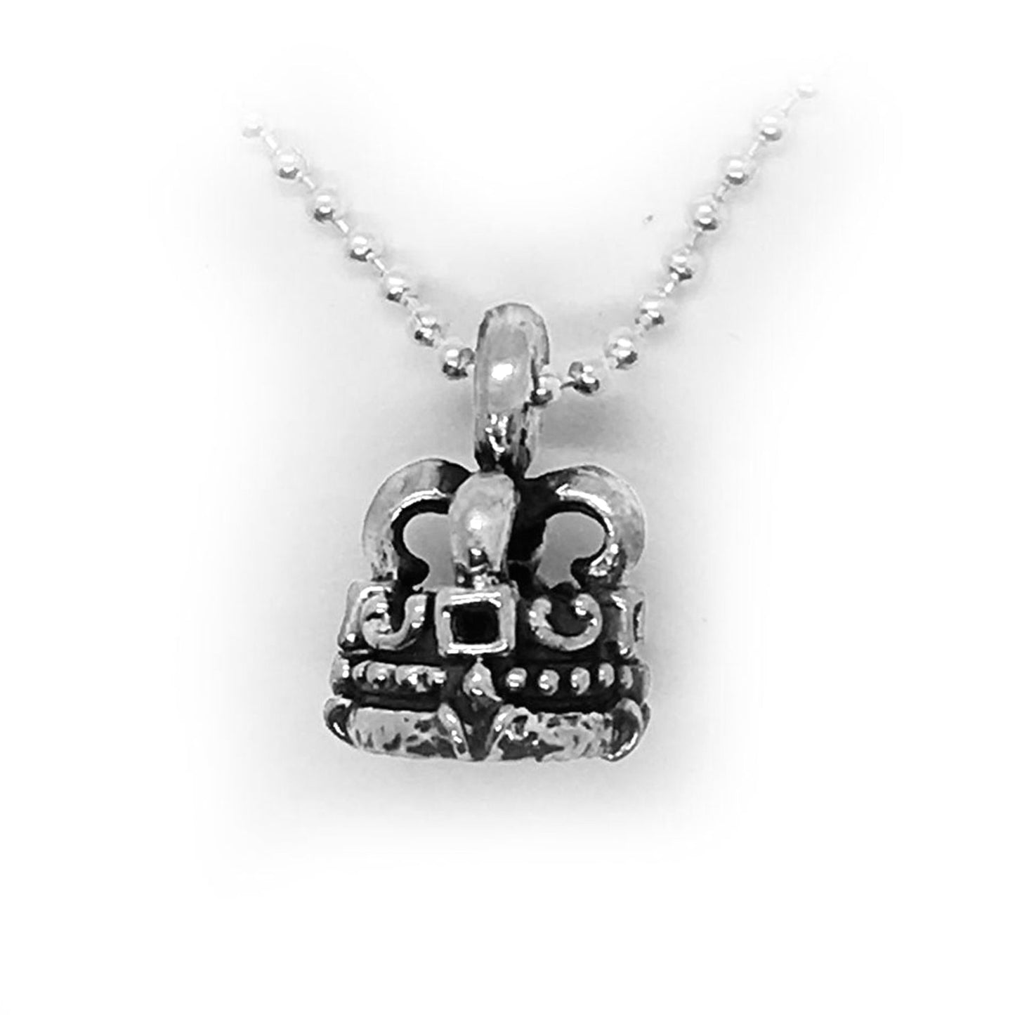 Crown with Red Stone Sterling Silver Pendant