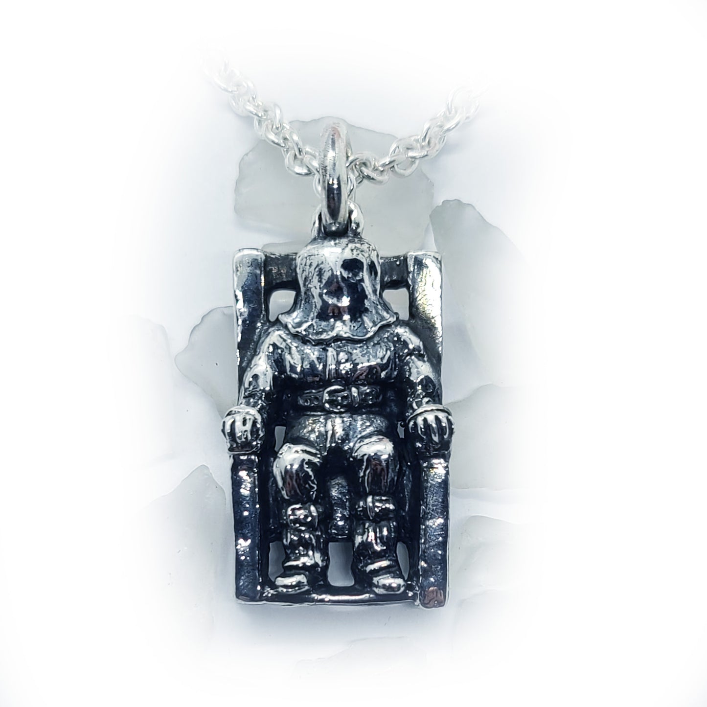 Death Row Featuring Man in Electric Chair Sterling Silver Pendant