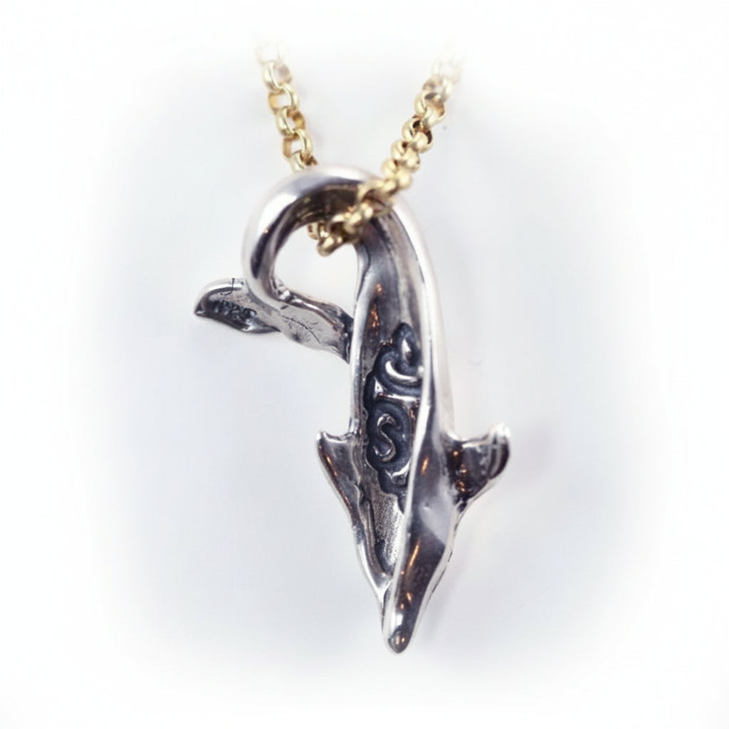 Diving Dolphin Sterling Silver Pendant