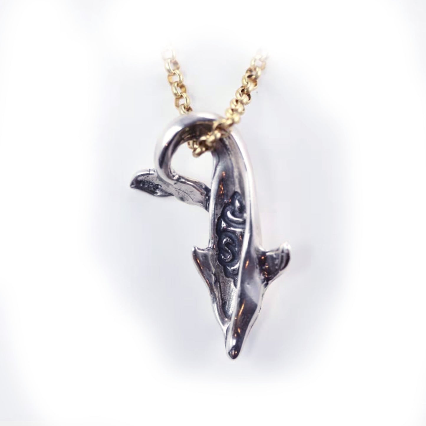 Diving Dolphin Sterling Silver Pendant