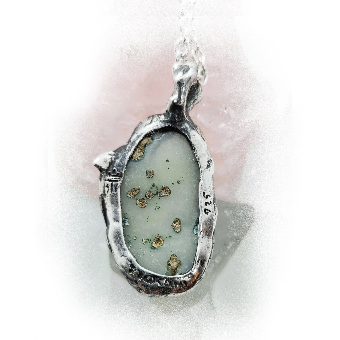 Dolphin with Natural Amethyst Stone Sterling Silver Necklace