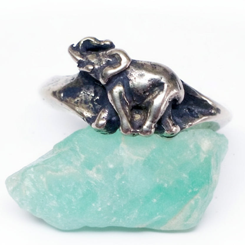 Elephant Small Silver Ring