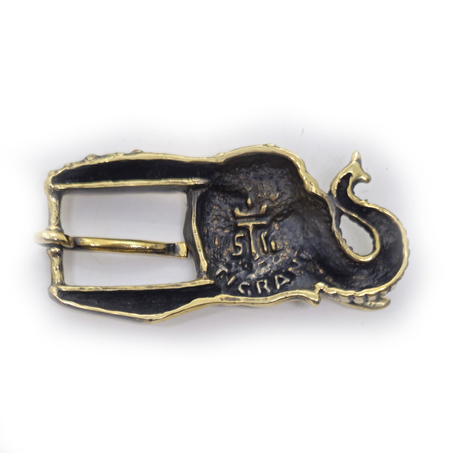 Elephant Head Bronze Belt Buckle
