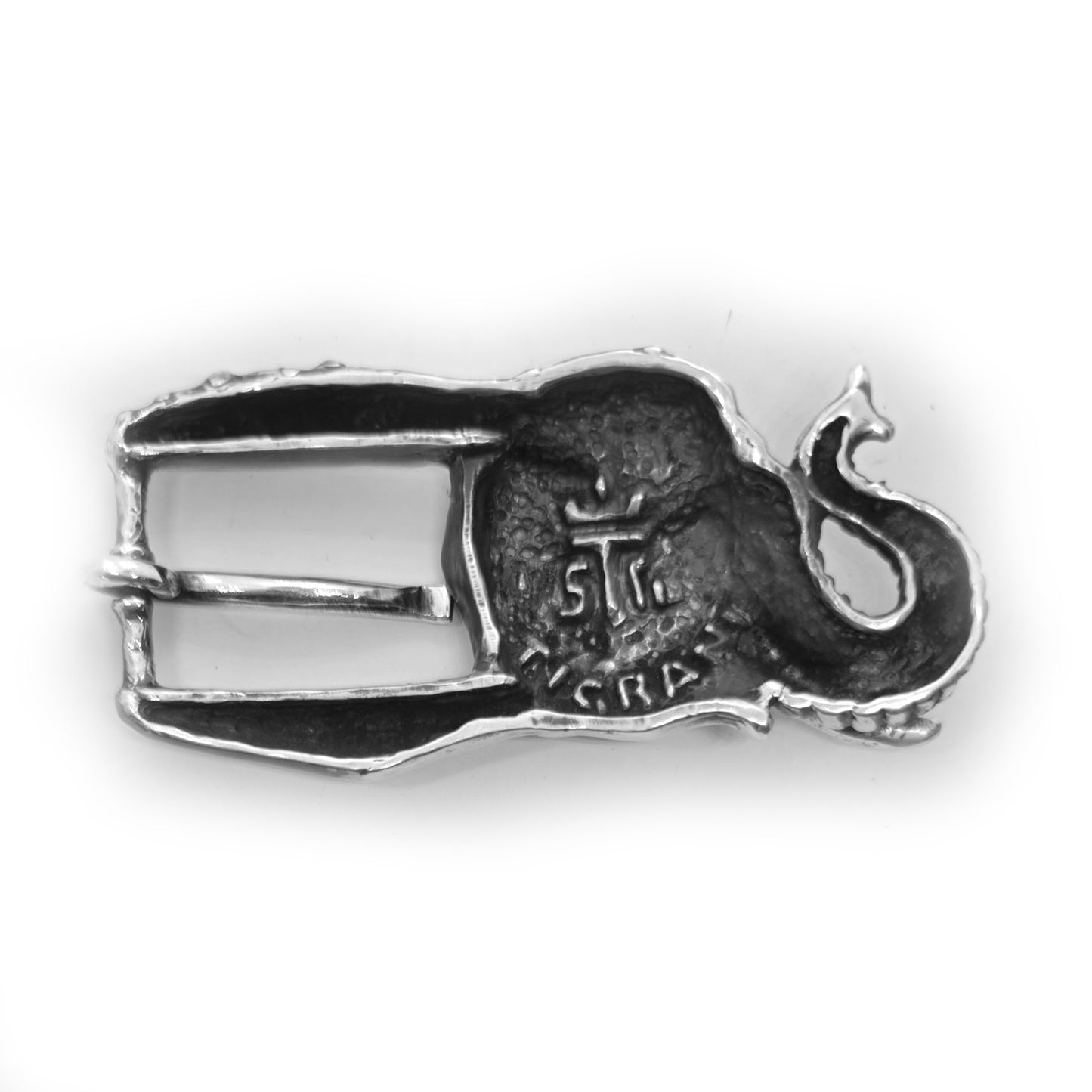 Elephant Head Sterling Silver Belt Buckle