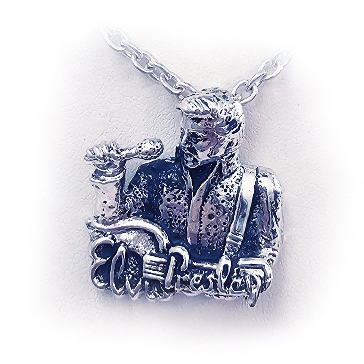 Elvis Presley King of Rock and Roll Silver Pendant V1
