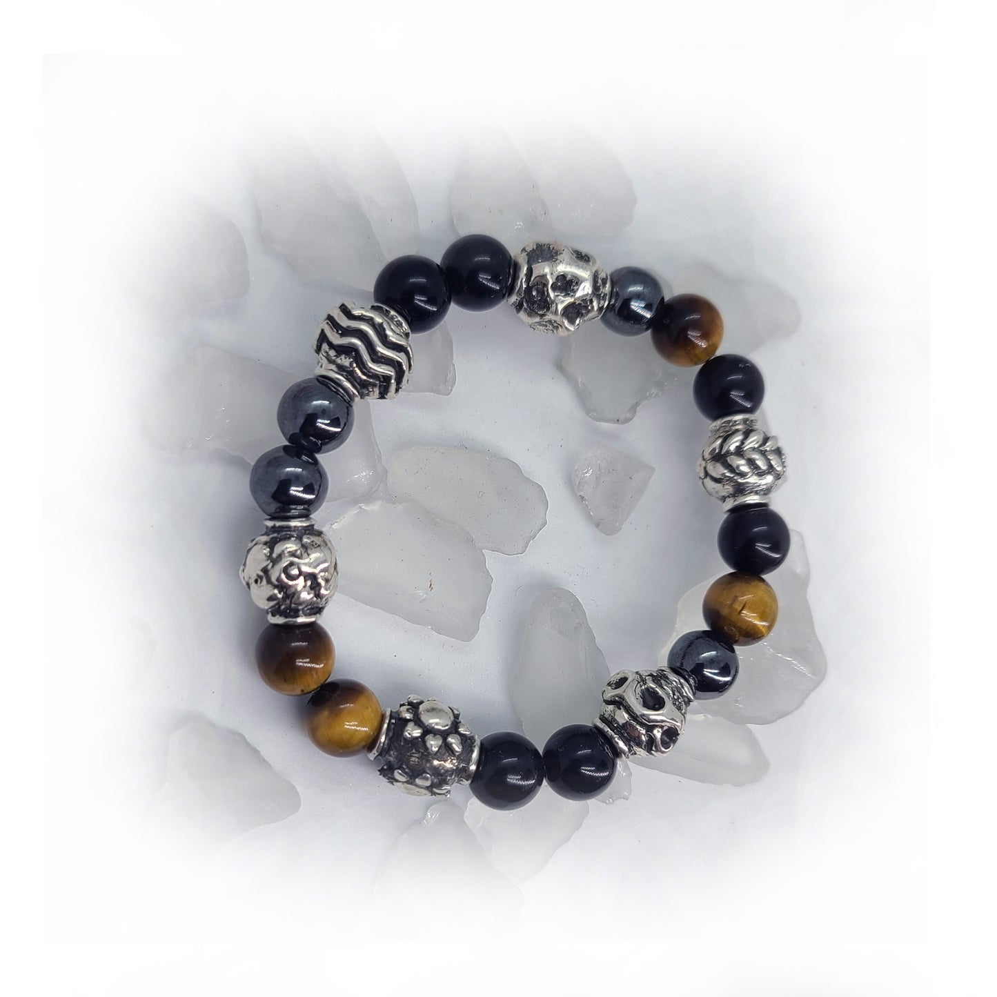Sterling Silver Energy of Universe Natural Beads Bracelet