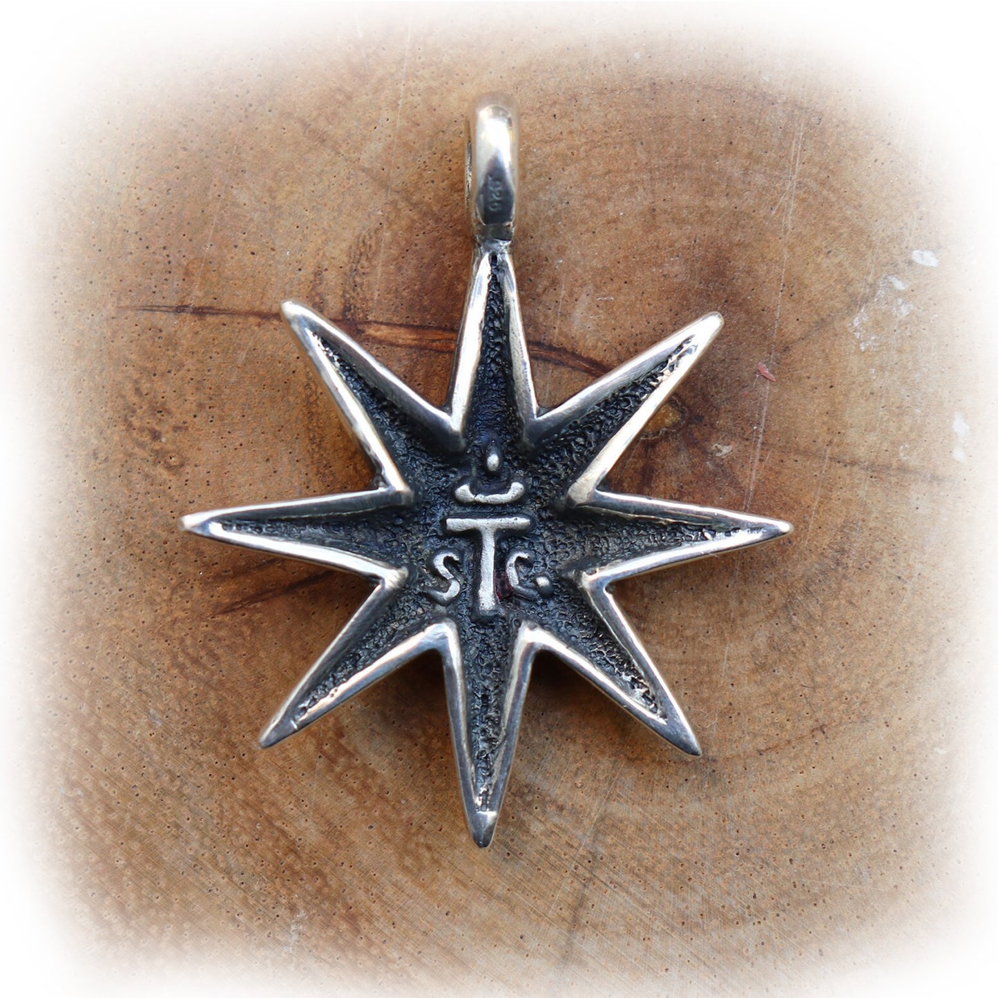 Eternity 8 Star Sterling Silver Pendant with Ruby Stone