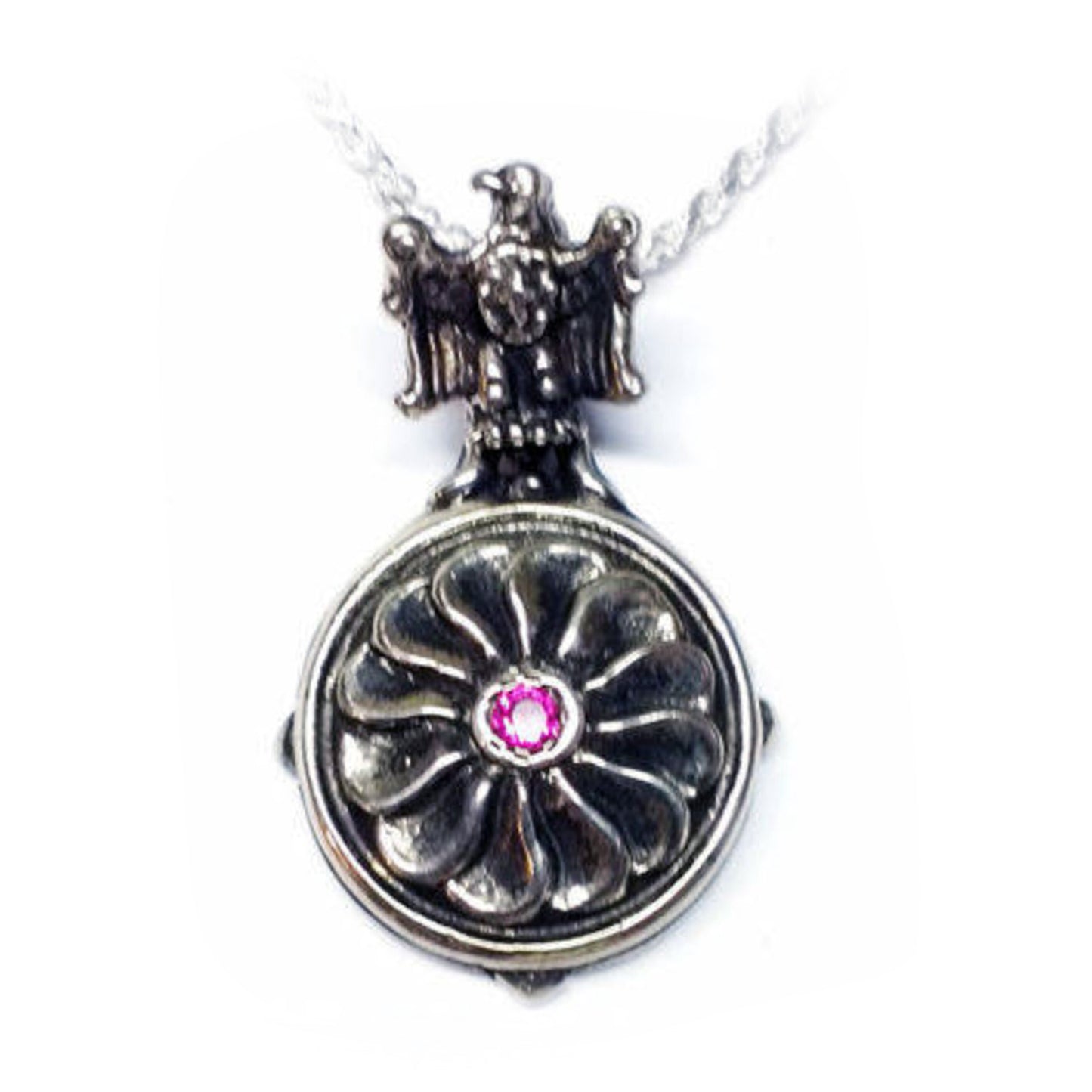 Eternity Sterling Silver Pendant with Ruby V3