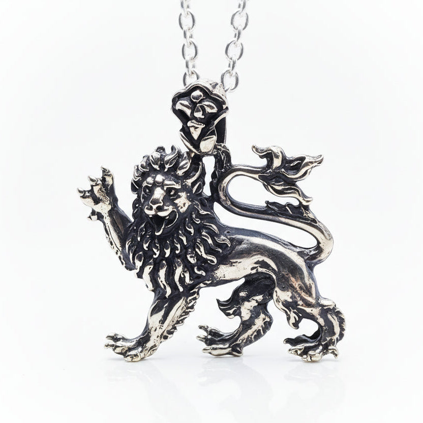 European Coat of Arms Lion Sterling Silver Pendant