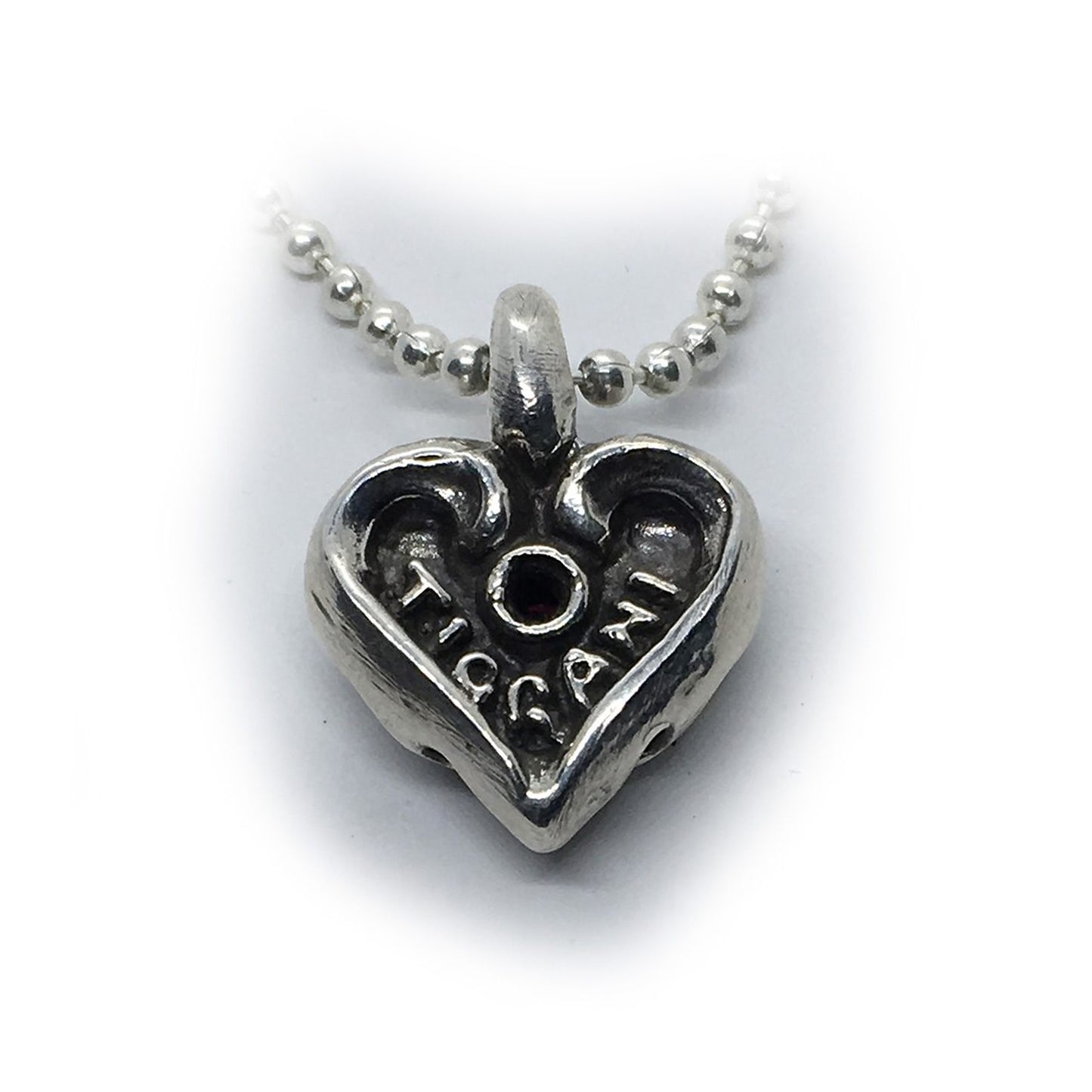 Flame of Heart with Red Heart Stone Sterling Silver Pendant