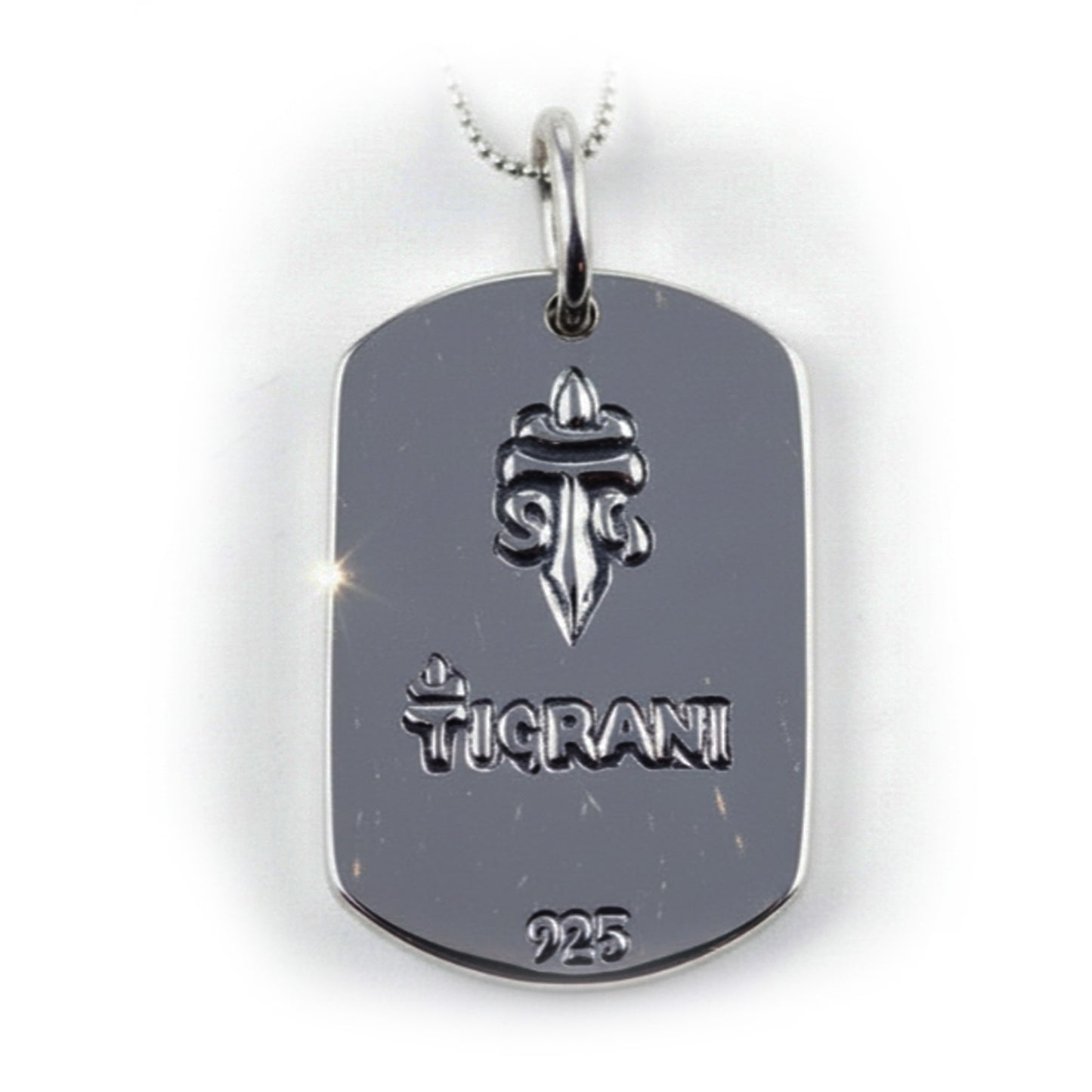Face of Woman with Flowers Sterling Silver Dog Tag Pendant