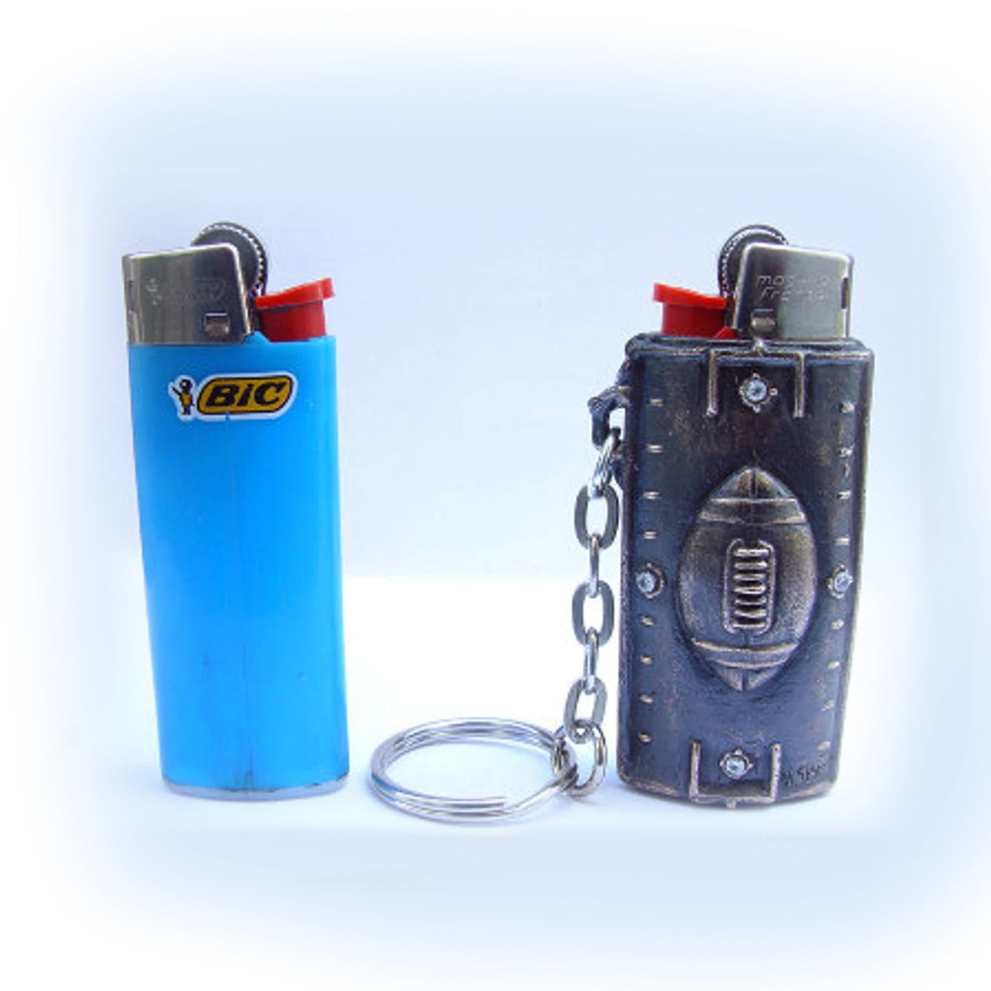 Football Small Bic Bronze Lighter Case