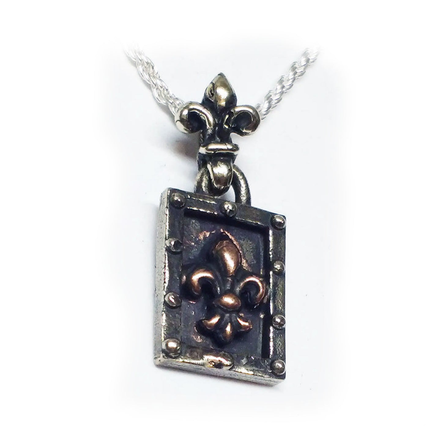 Framed Fleur De Lis Silver Pendant