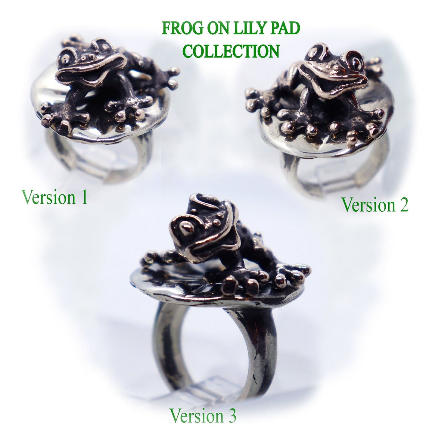 Frog On Lily Pad Sterling Silver Ring V2