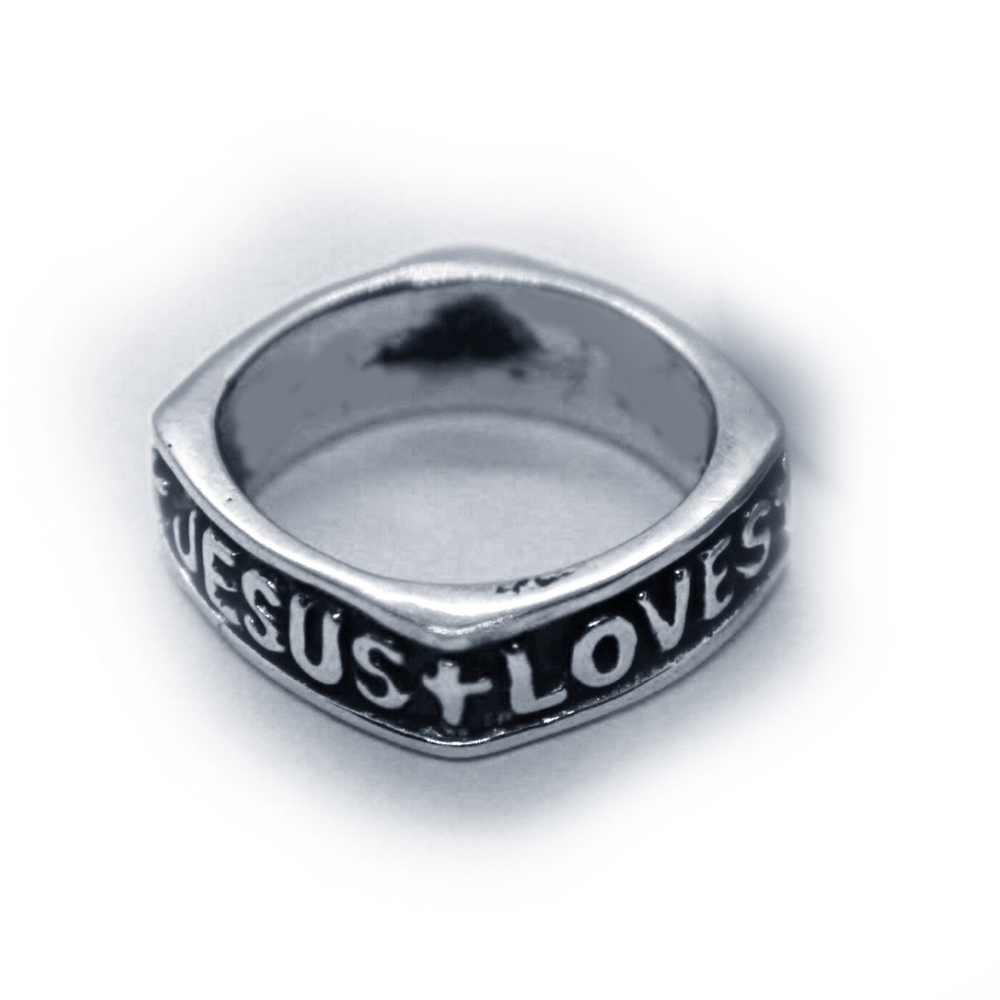 God Saves Jesus Loves Sterling Silver Ring
