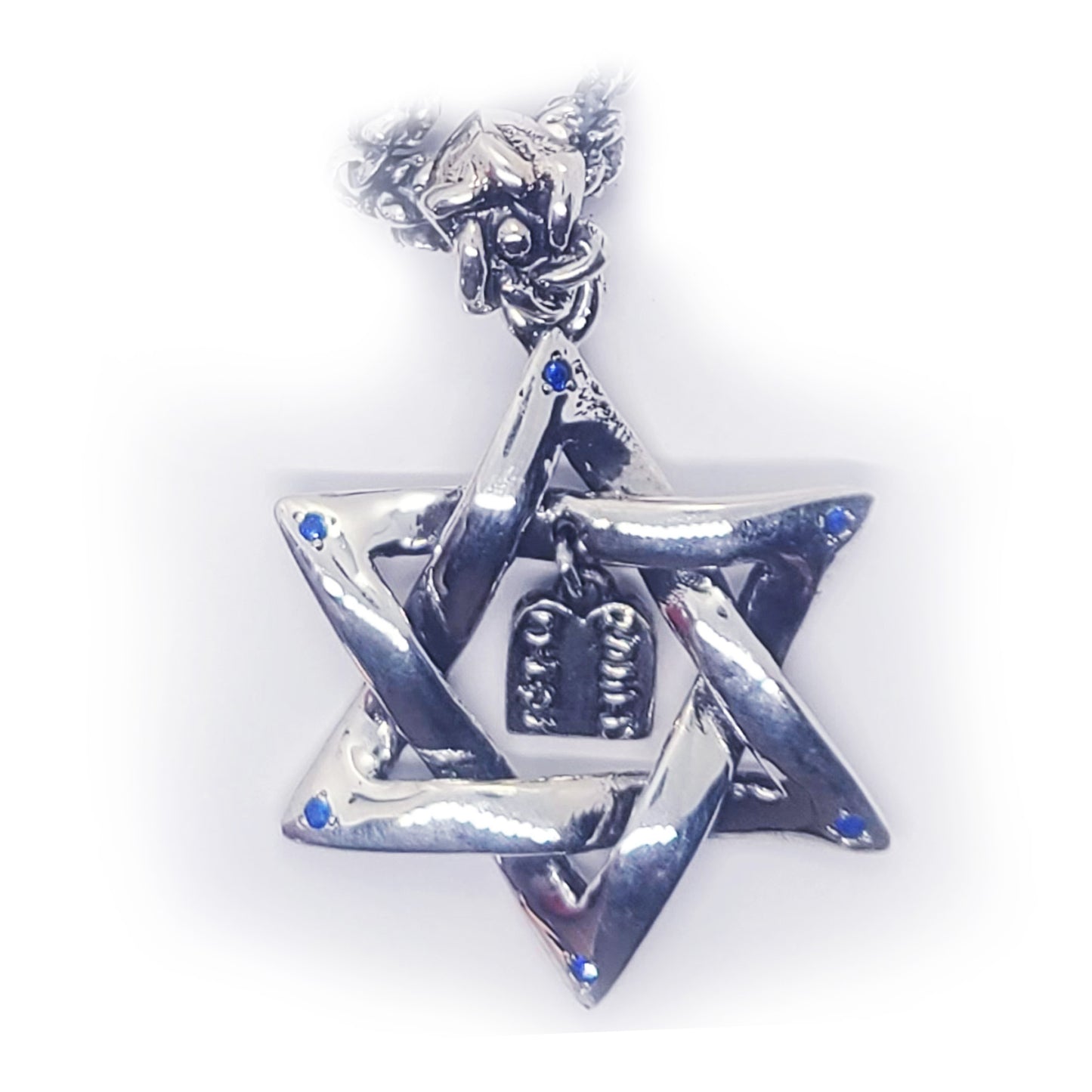 David’s Star Sterling Silver Pendant with Rubies
