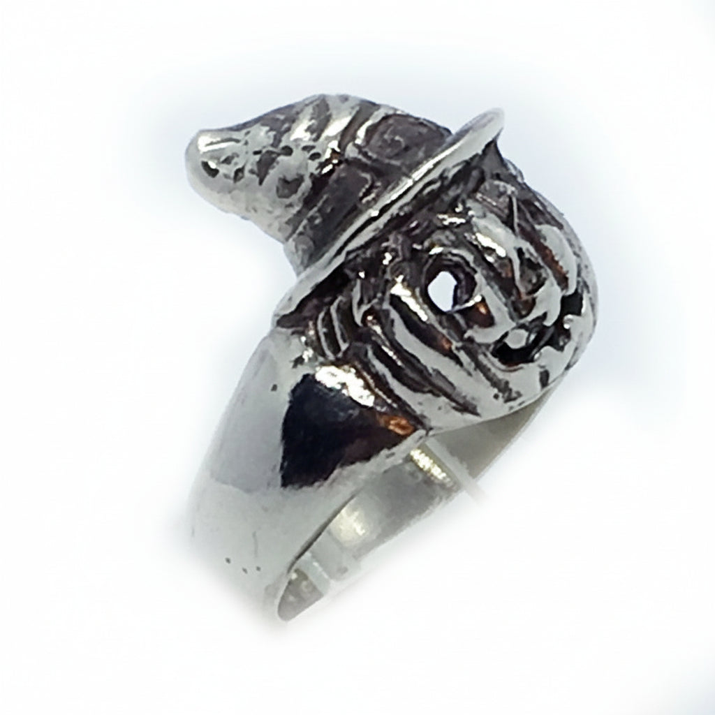 Halloween Witch Pumpkin Silver Ring