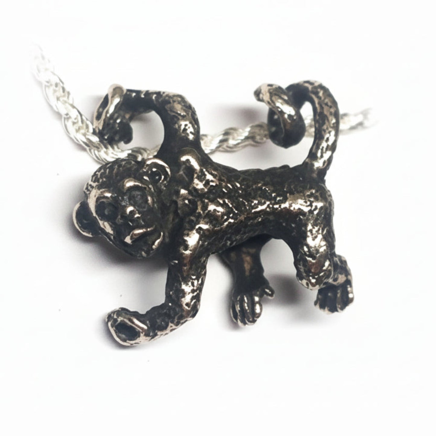 Hanging Monkey Silver Pendant
