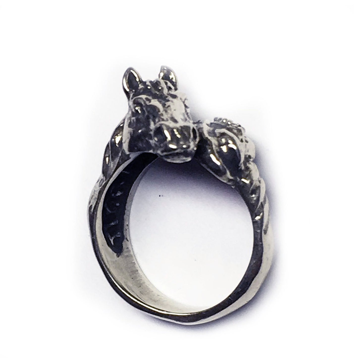 Horse with Tail Sterling Silver Ring with Rubies