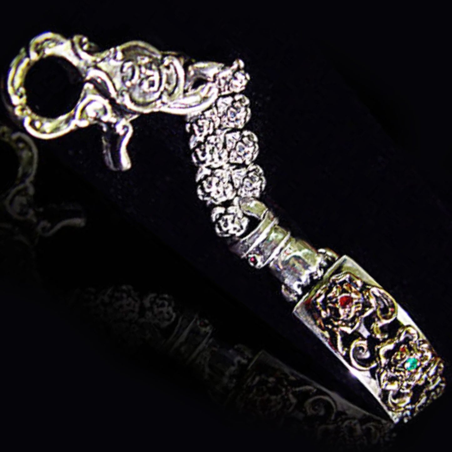 Imperial Rose ID Bracelet with Emerald and Rubies