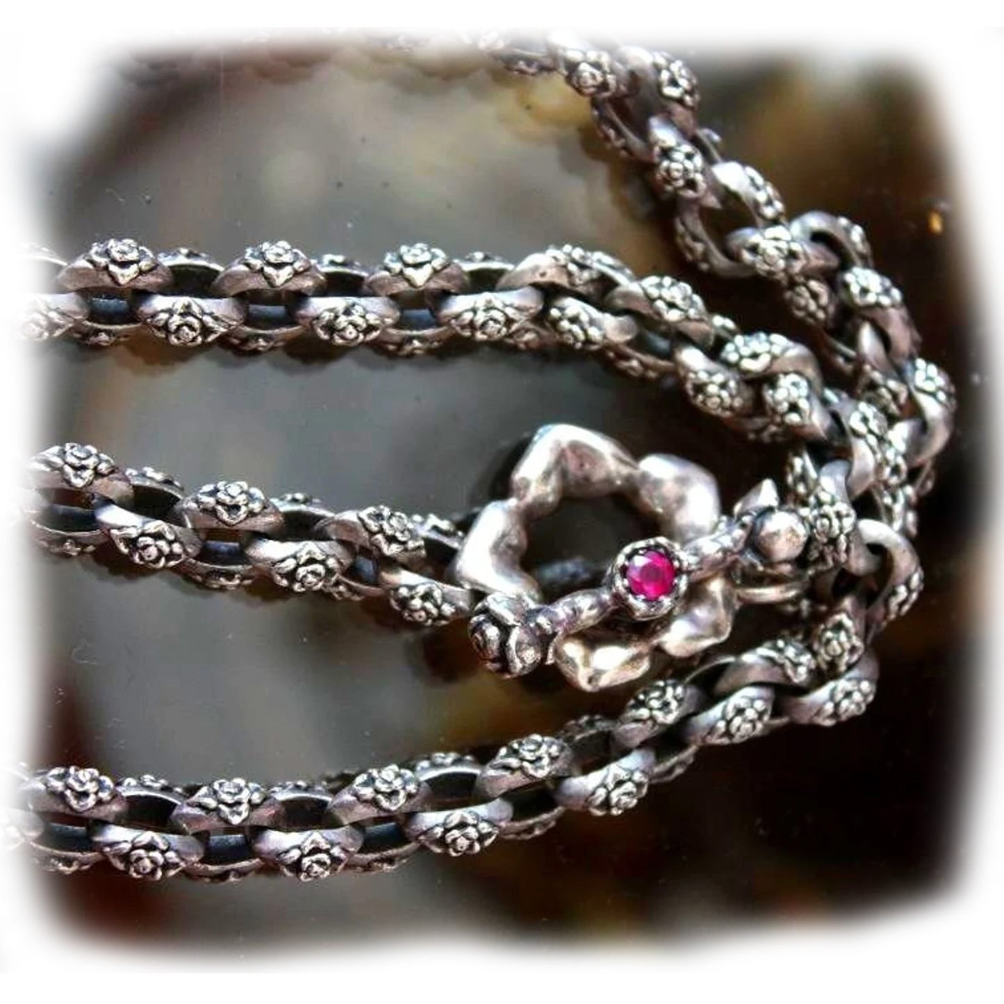 Imperial Rose Small Link Sterling Silver Necklace
