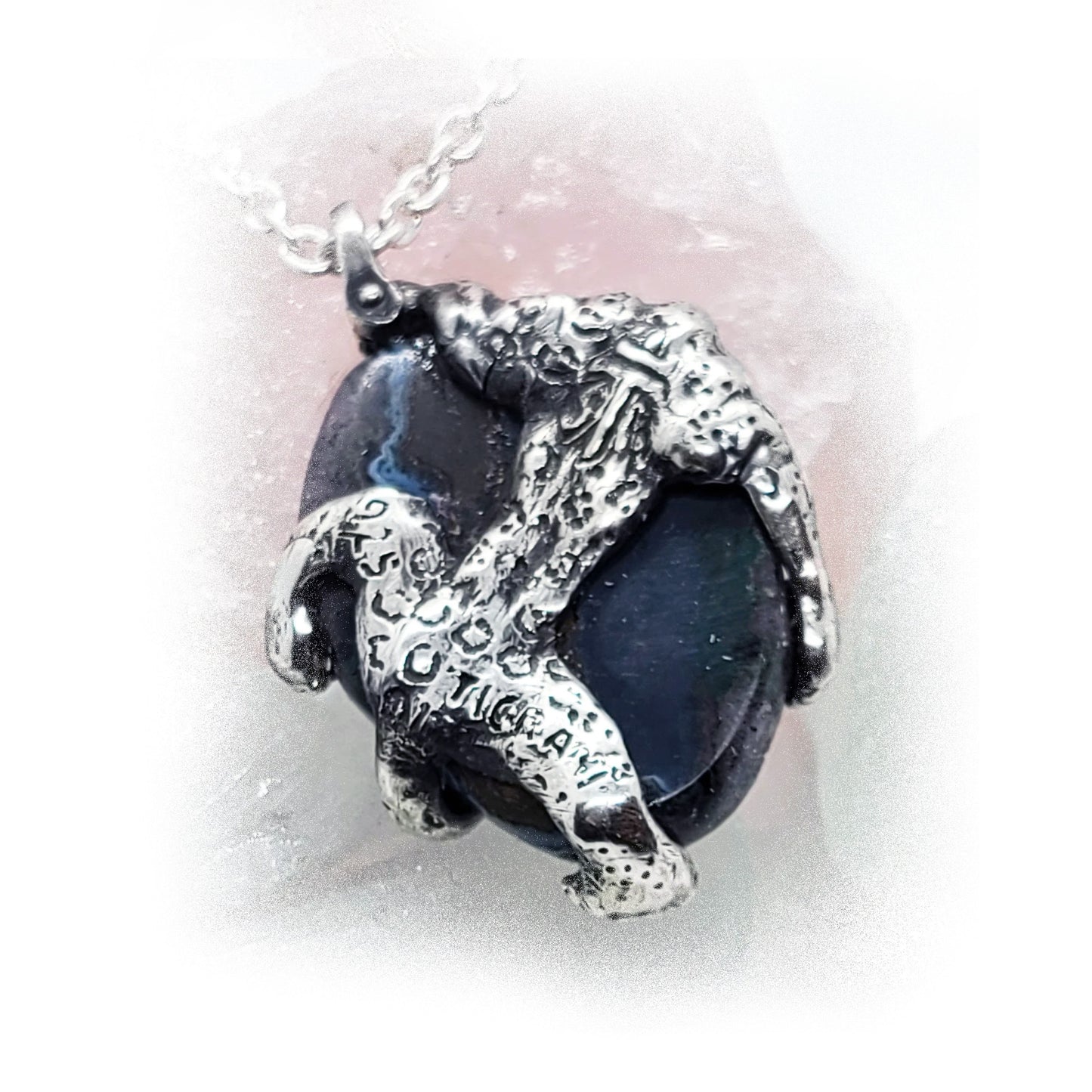 Jaguar with Natural Amethyst Stone Sterling Silver Necklace