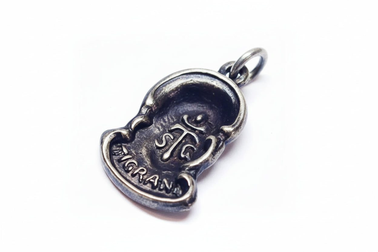 Jesus Christ With Bronze Thorn Sterling Silver Pendant