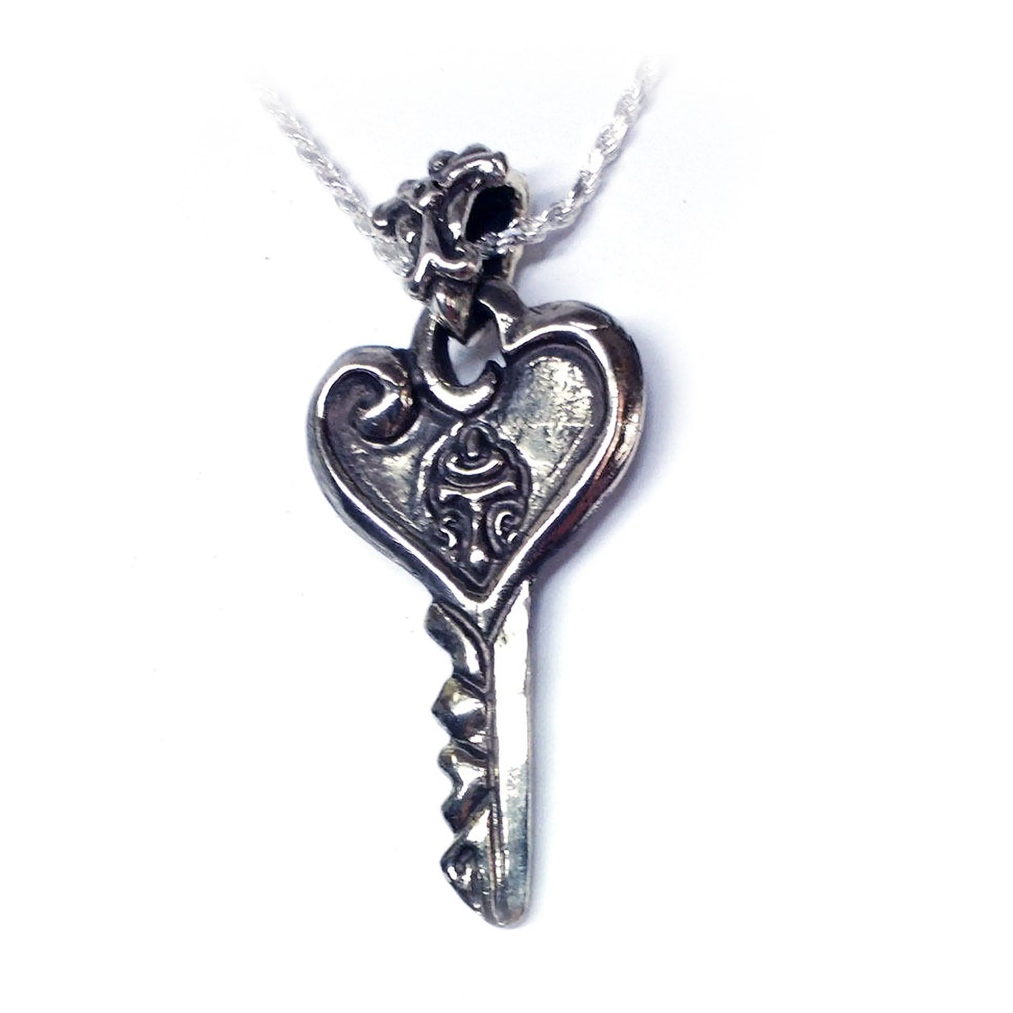 Key For Heart Love Silver Pendant
