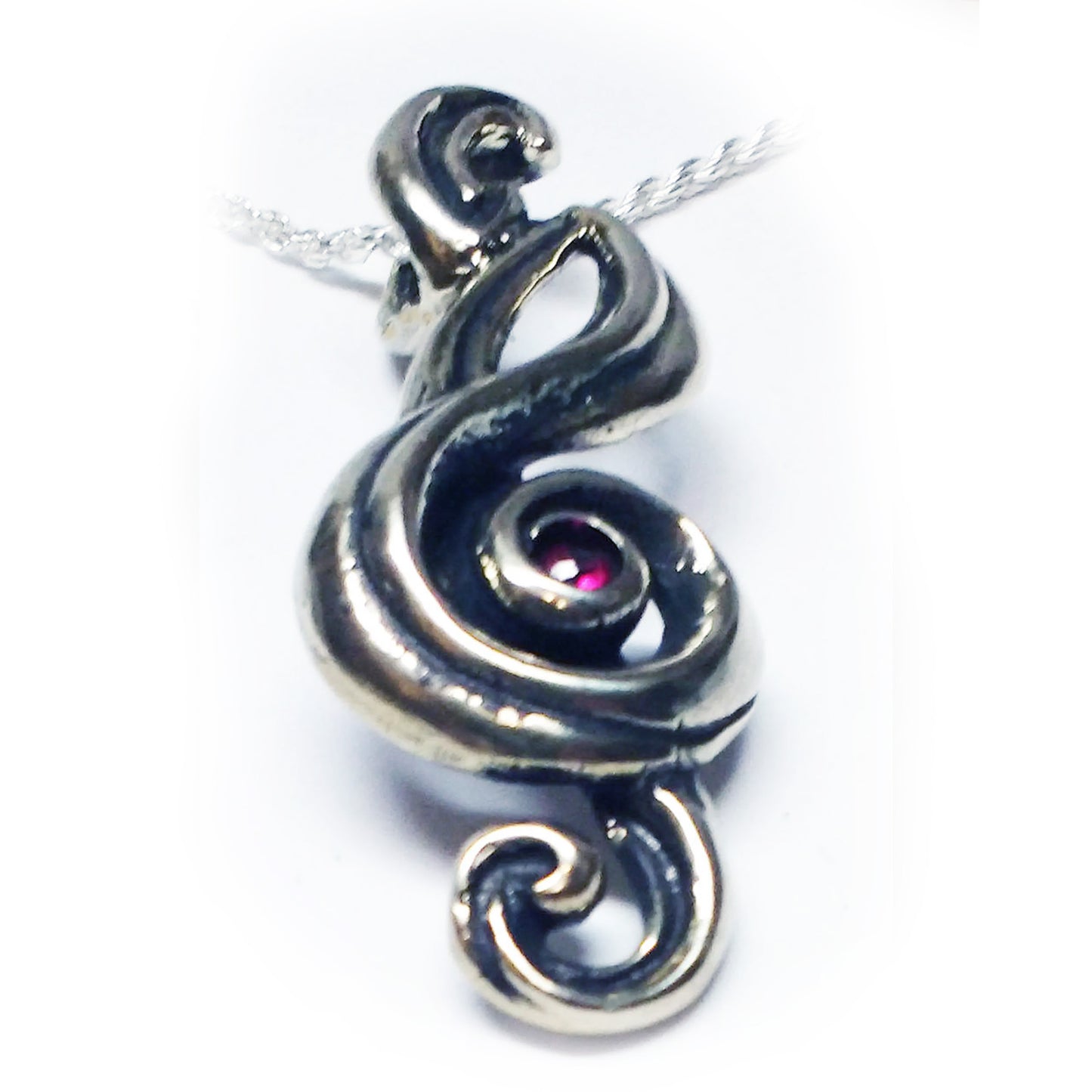 The Key of Sole Silver Pendant with Ruby