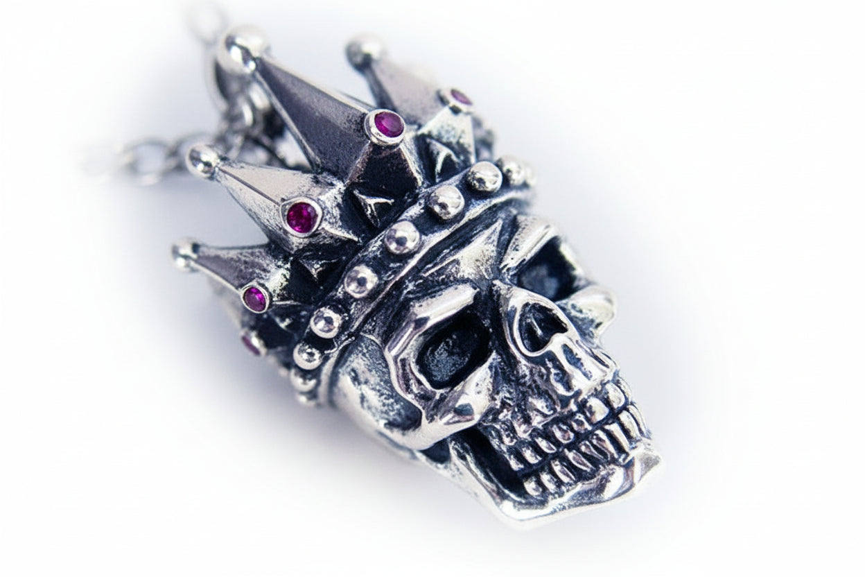 Kings Of King Skull Sterling Silver Pendant with Ruby